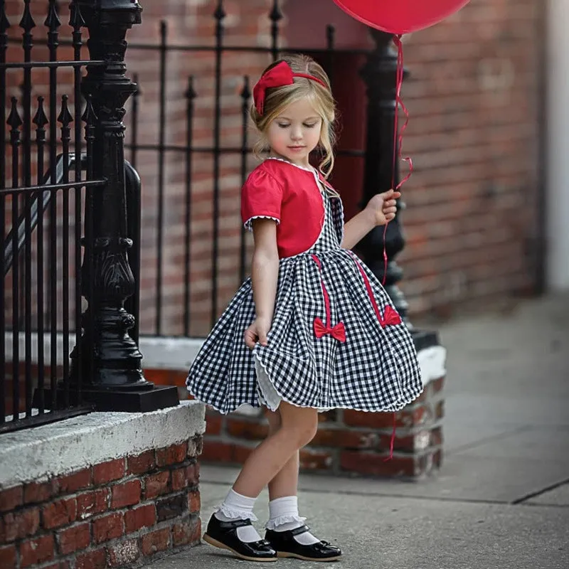 Girls Checkered Off Shoulder Dress - ONLY 3 LEFT !!!