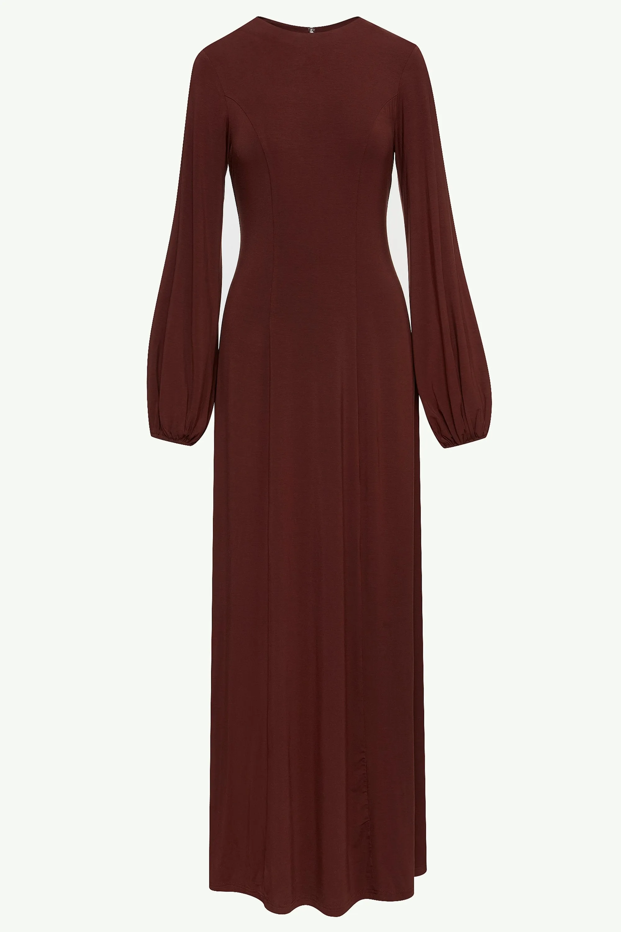 Hayat Jersey Princess Seam Maxi Dress - Chocolate