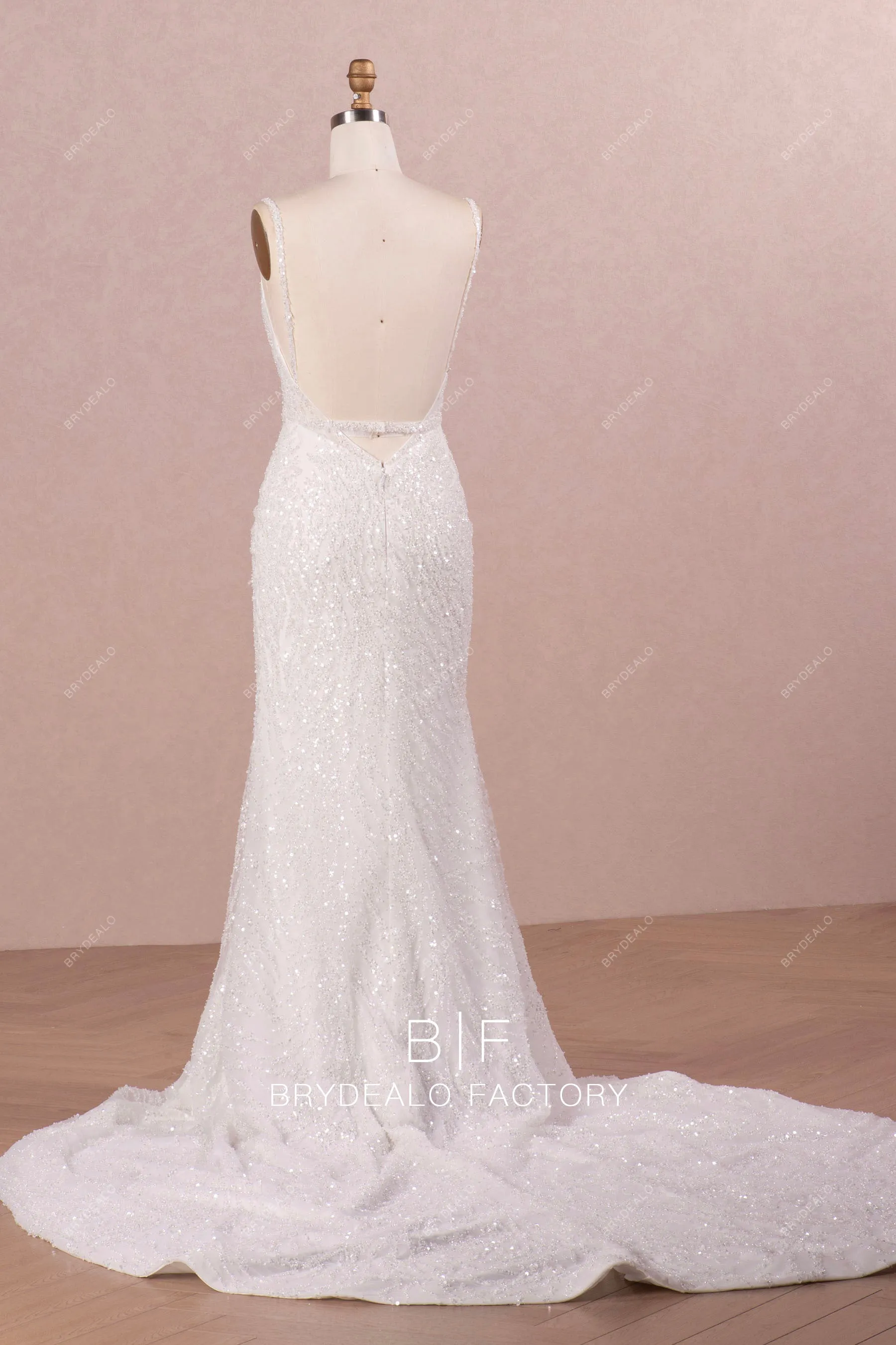 Heavy Beaded Luxury Square Neck Mermaid Wedding Dress