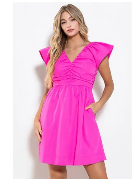 HOT PINK POPLIN DRESS