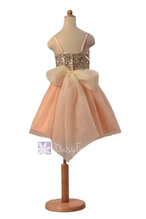 In stock,Ready to Ship -Dark Champagne Tulle Flower Girl Dress W/Sequin Bodice (FL2526) - (Dark Champagne, Children Sz #5)