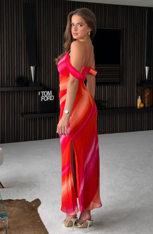 Julia Sunset Orange Maxi Dress