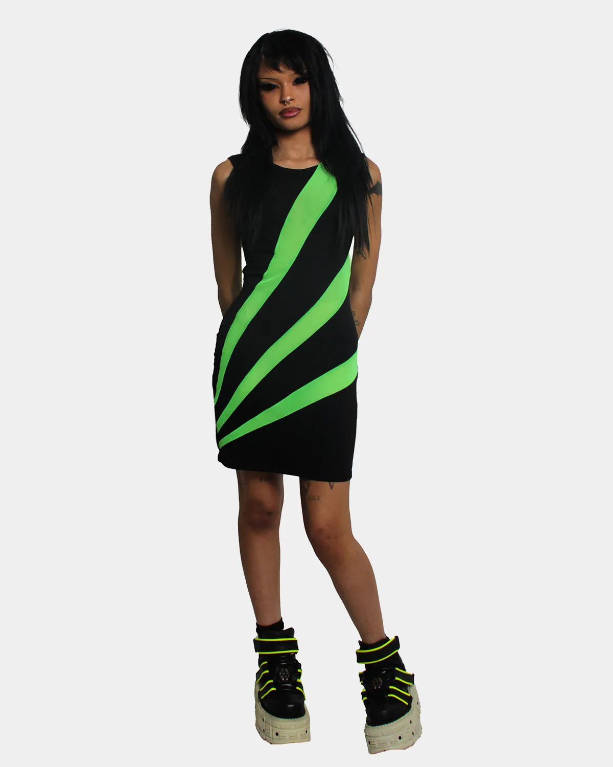 LASER DRESS BLACK / GREEN