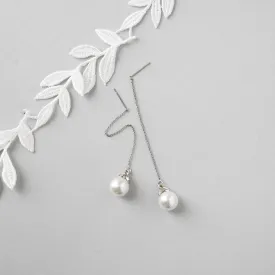 Minimalist Pearl Thread Earrings