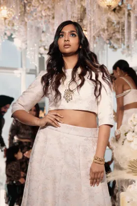 MIRA Ivory and Gold Lehenga Top