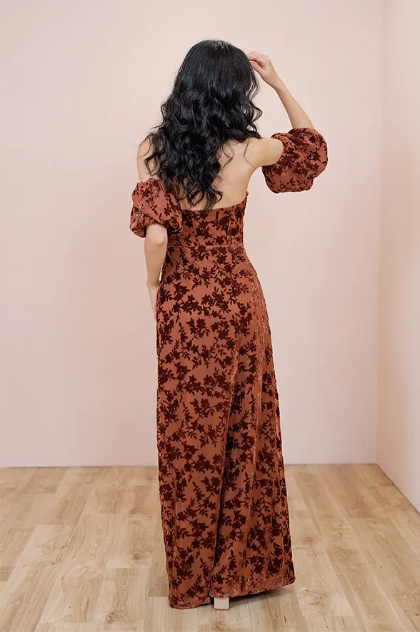 Mona Floral Burnout Velvet Dress | Made To Order