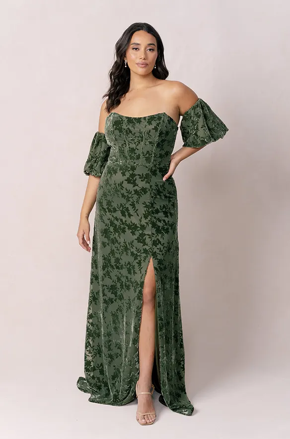 Mona Floral Burnout Velvet Dress | Made To Order