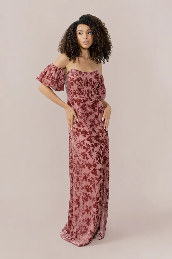 Mona Floral Burnout Velvet Dress | Made To Order