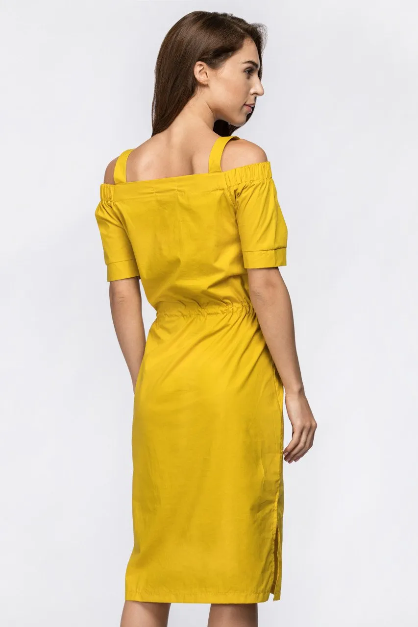 Mustard Off the Shoulder Belted Strap