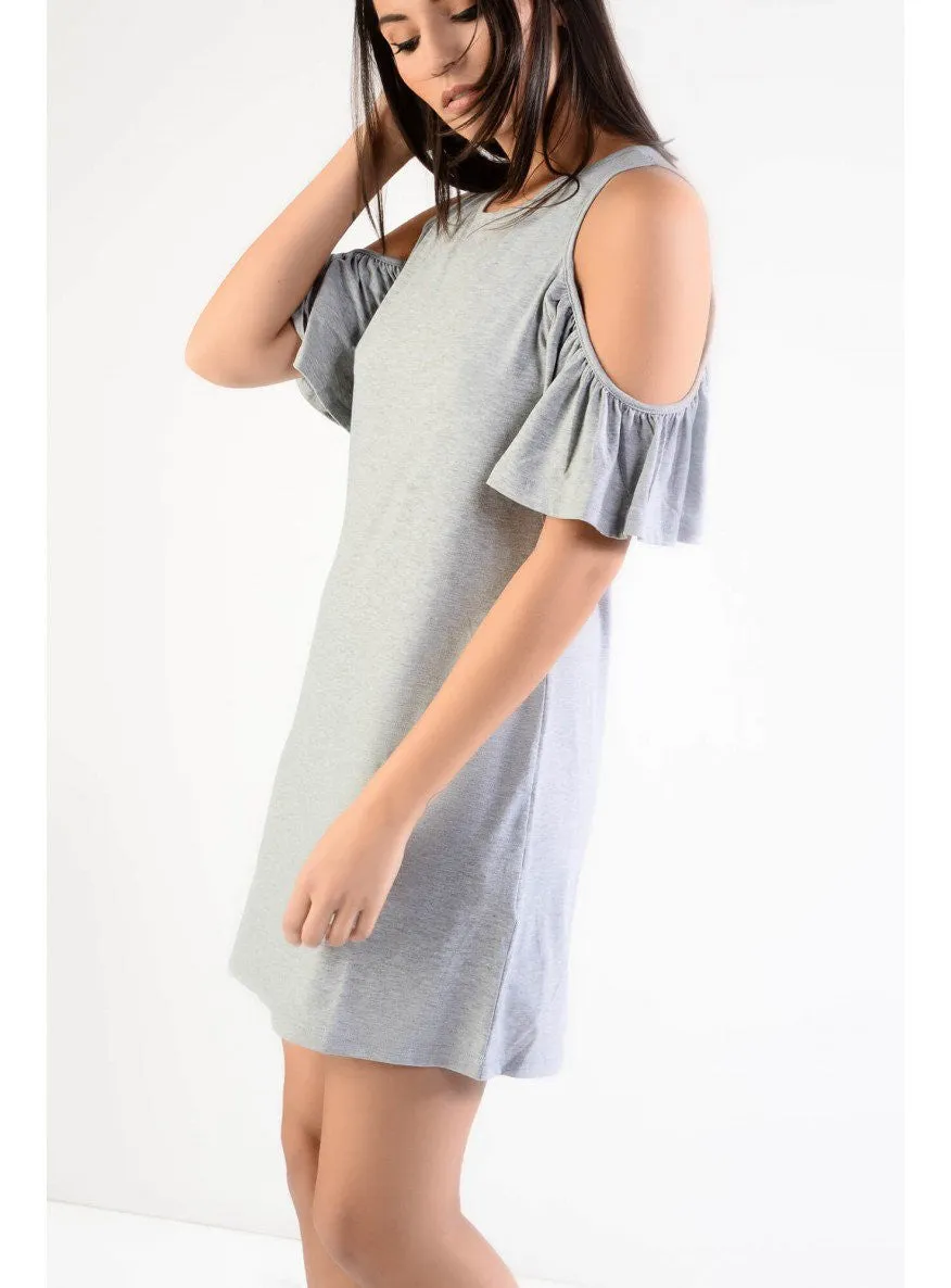 OFF SHOULDER RUFFLE DRESS