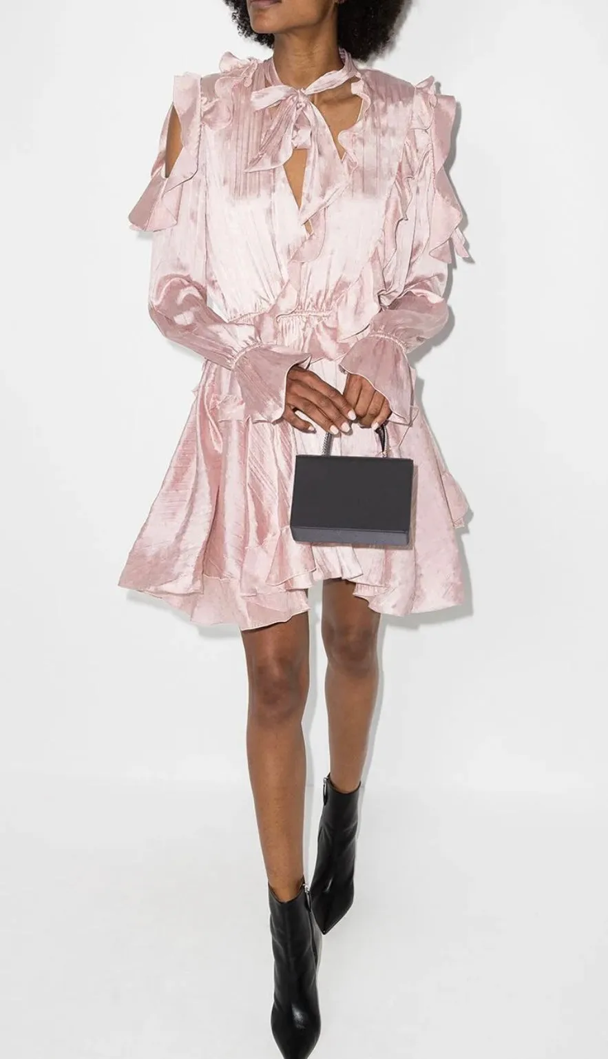 Off-White  Pink Satin Ruffle Dress