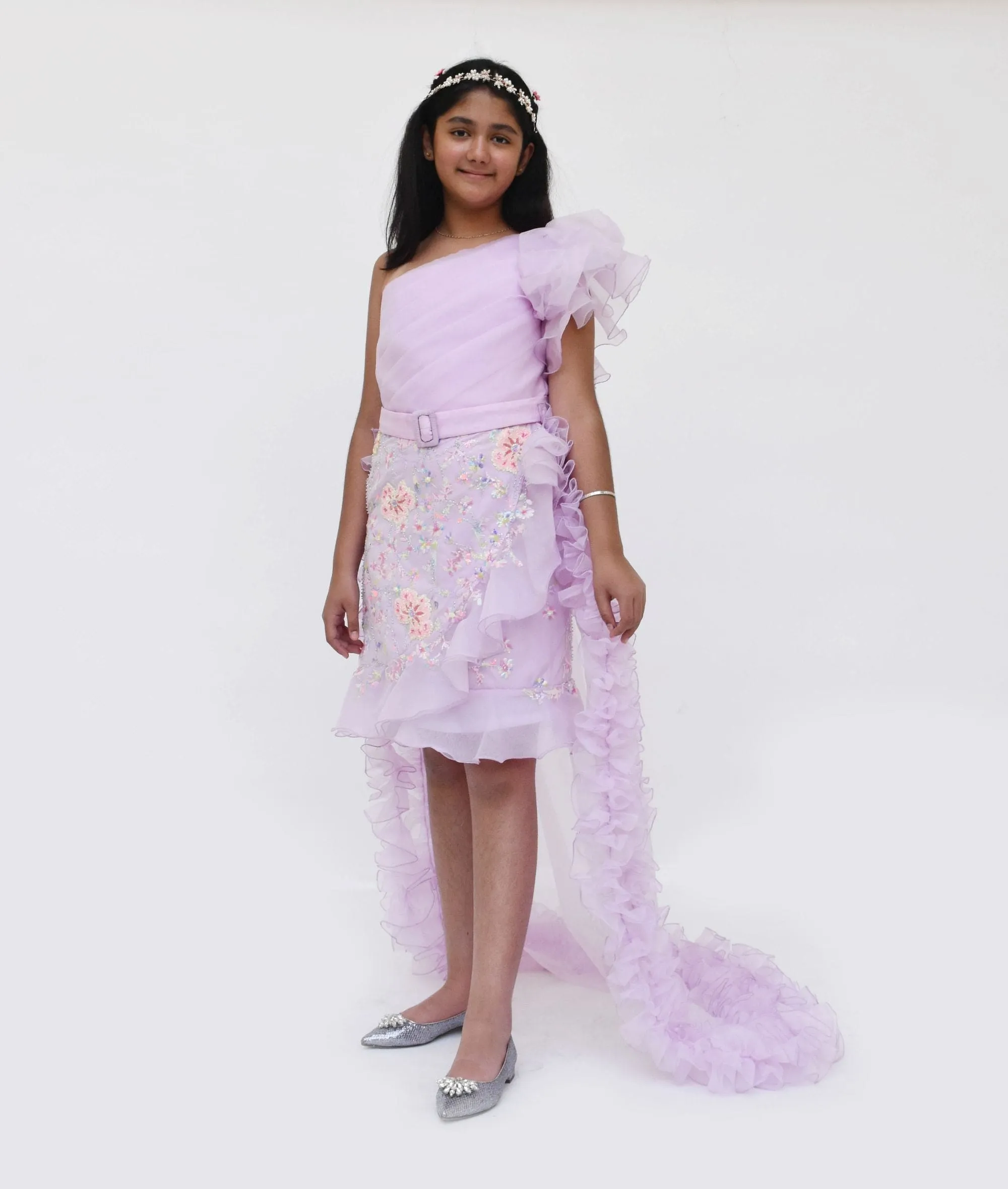 Pre Order: Lilac Embroidery Dress and Organza Trail