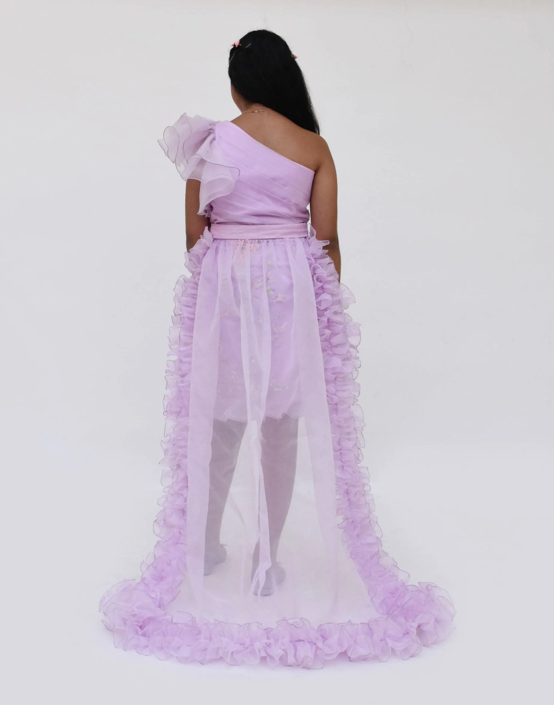 Pre Order: Lilac Embroidery Dress and Organza Trail