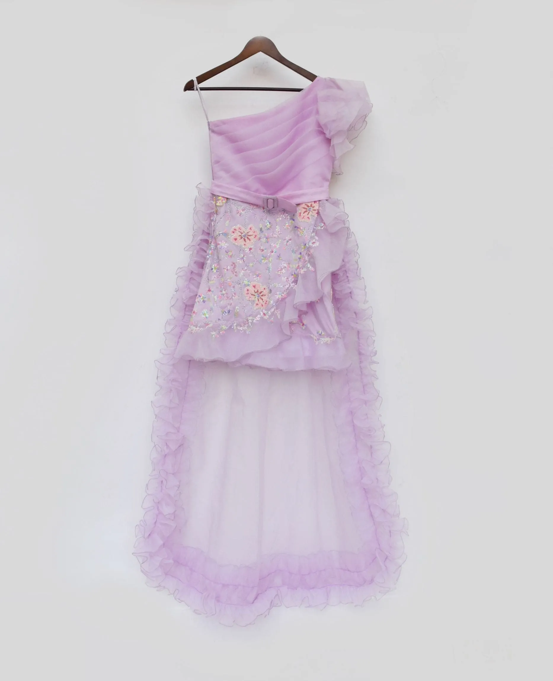 Pre Order: Lilac Embroidery Dress and Organza Trail