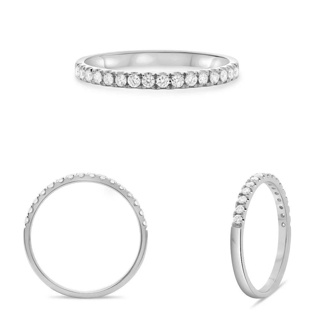 Ready to Ship Natural Diamonds Halfway Pave Band in 14K Gold, 2.20 mm wide