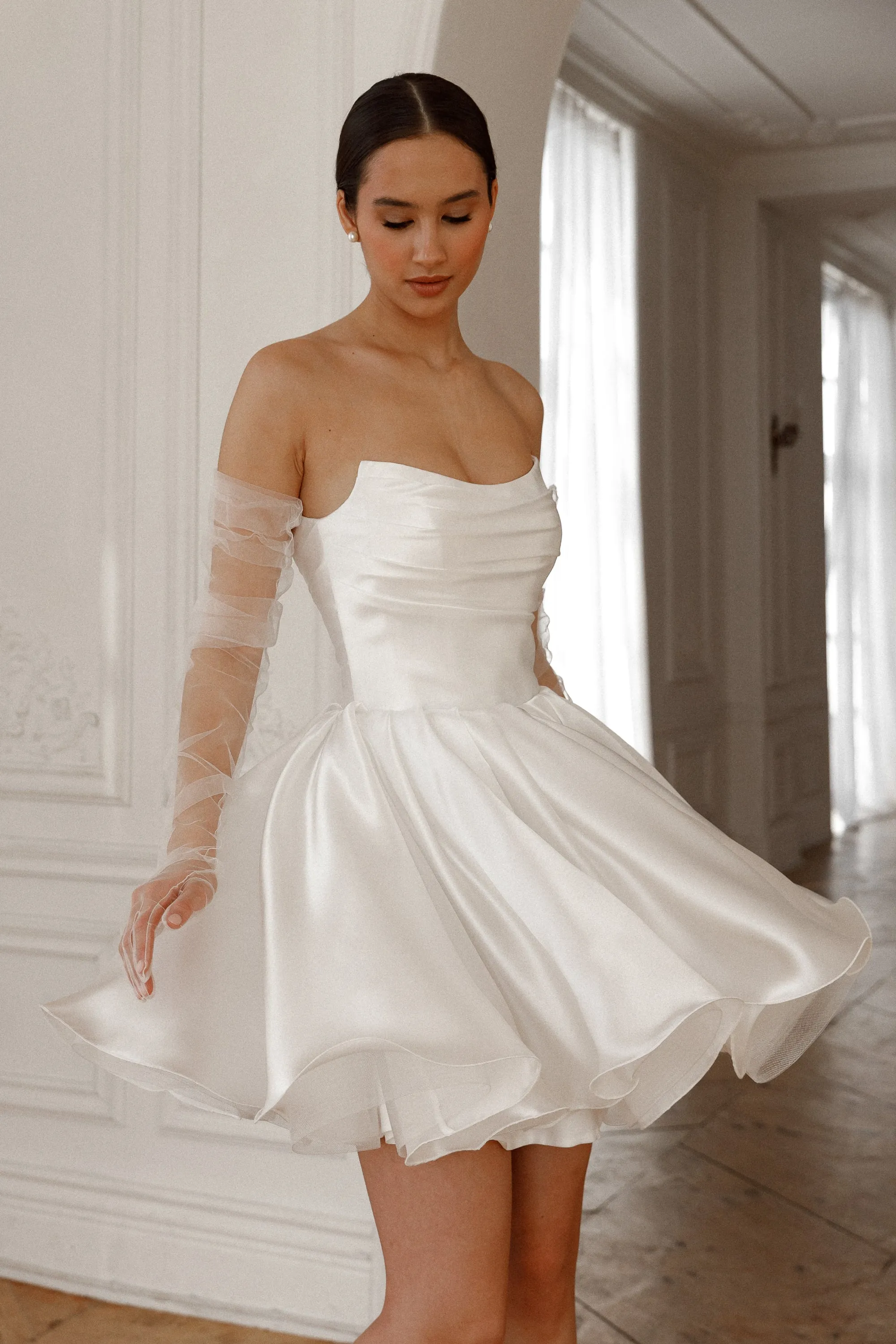 Short Wedding Dress Fiorelia with Detachable Straps