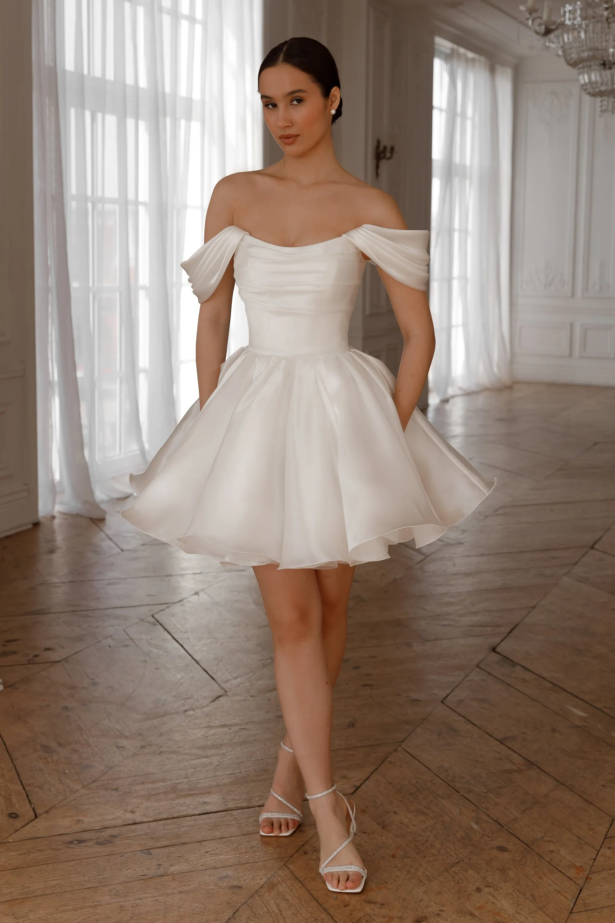 Short Wedding Dress Fiorelia with Detachable Straps