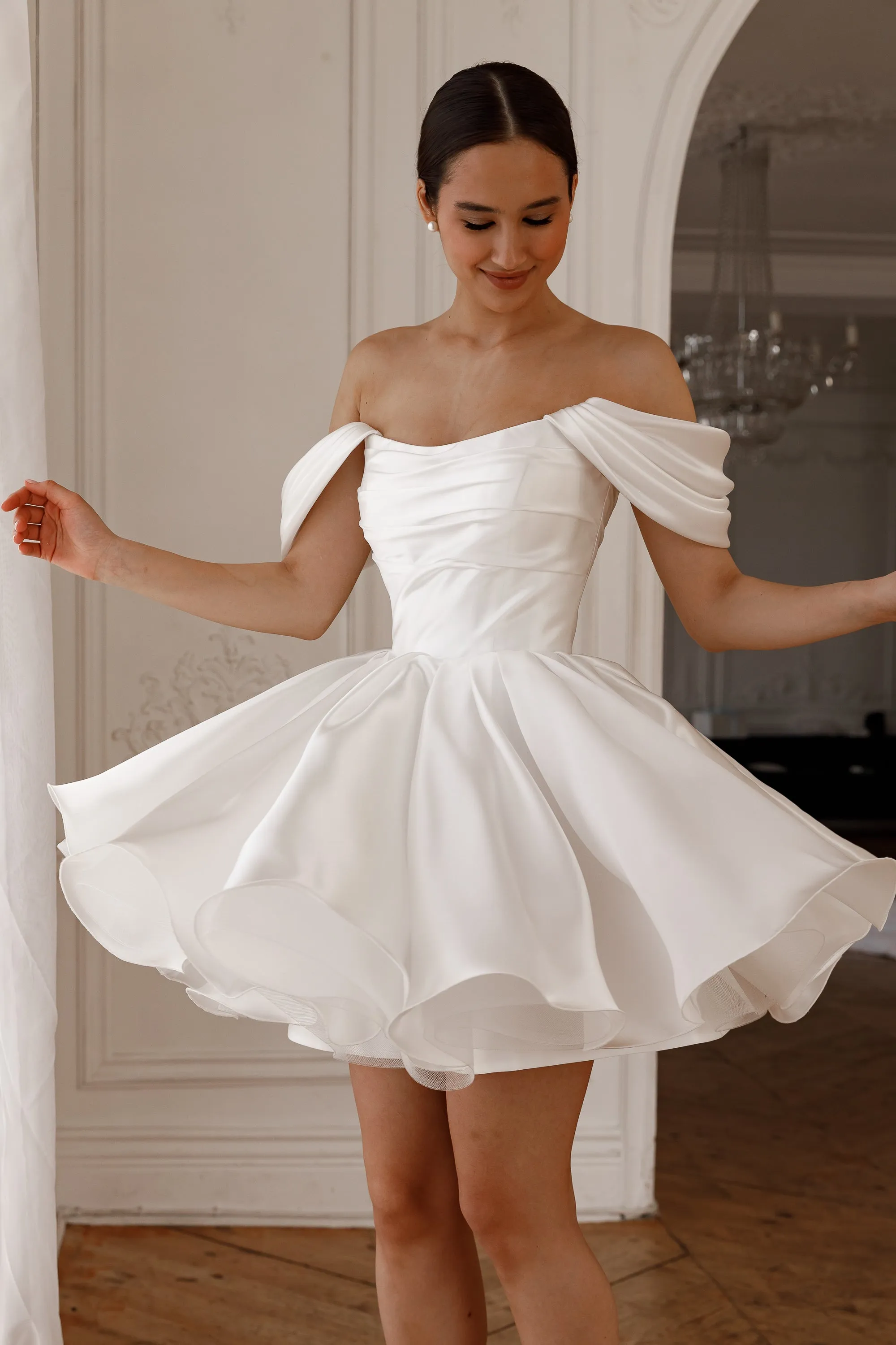 Short Wedding Dress Fiorelia with Detachable Straps