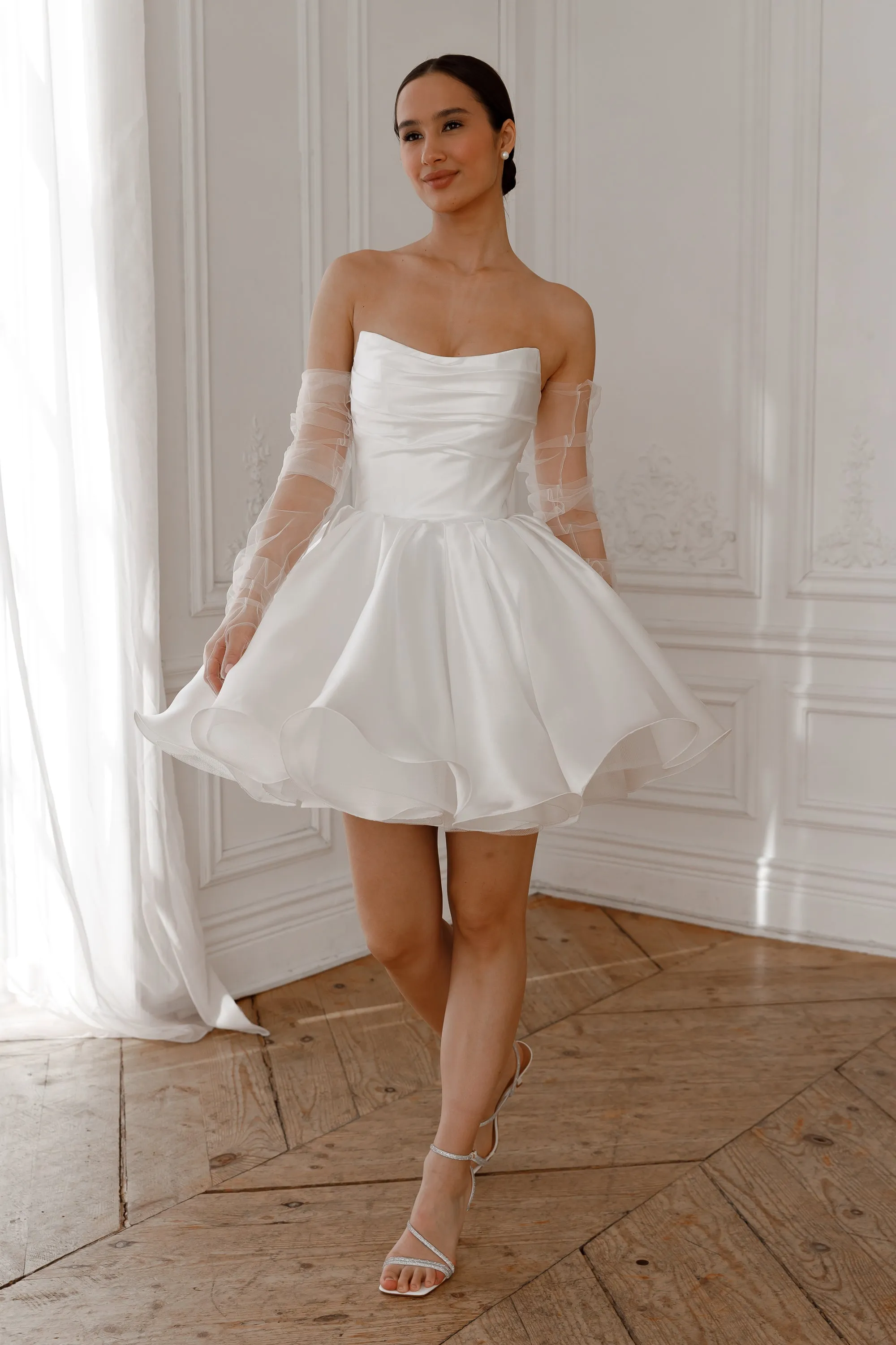 Short Wedding Dress Fiorelia with Detachable Straps