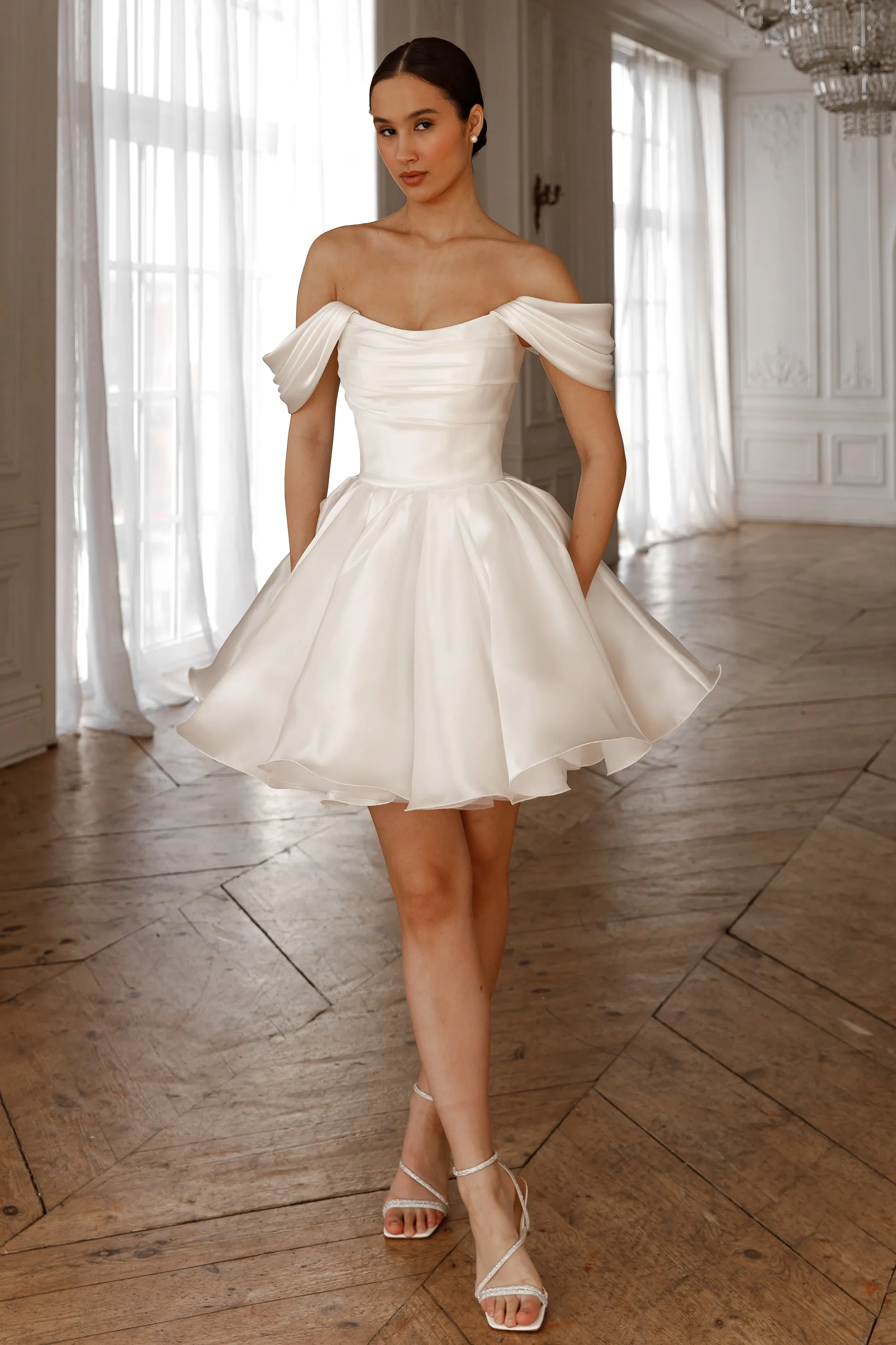 Short Wedding Dress Fiorelia with Detachable Straps