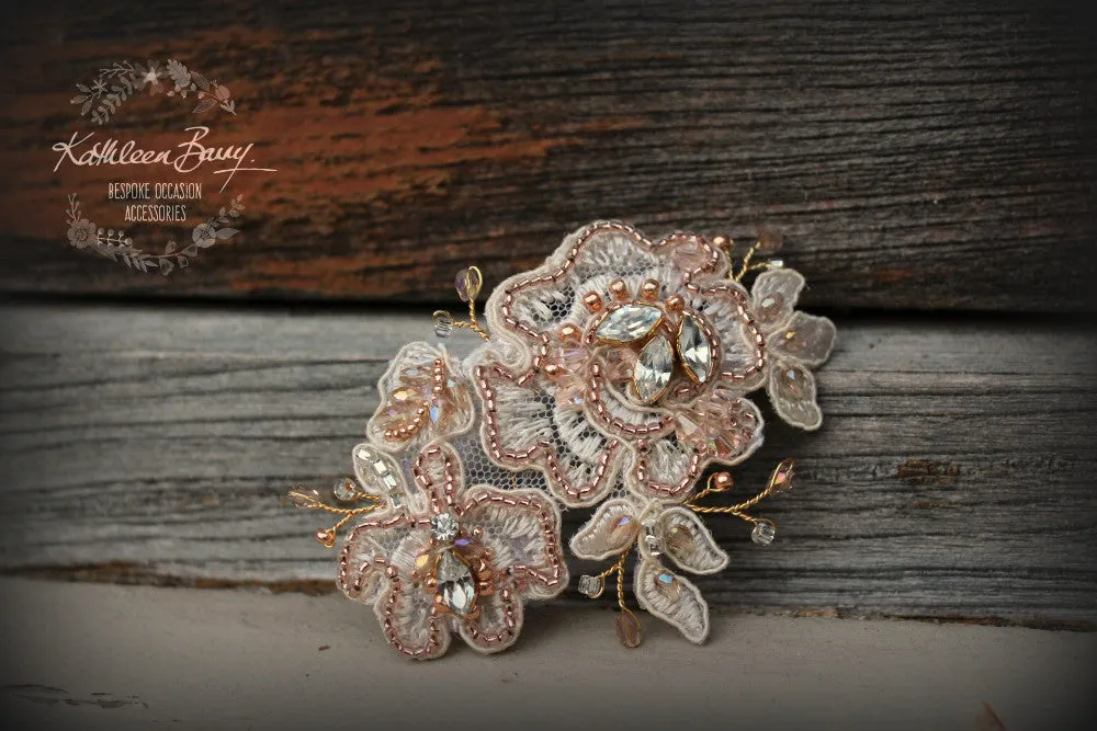 Talia rose gold lace hairpiece