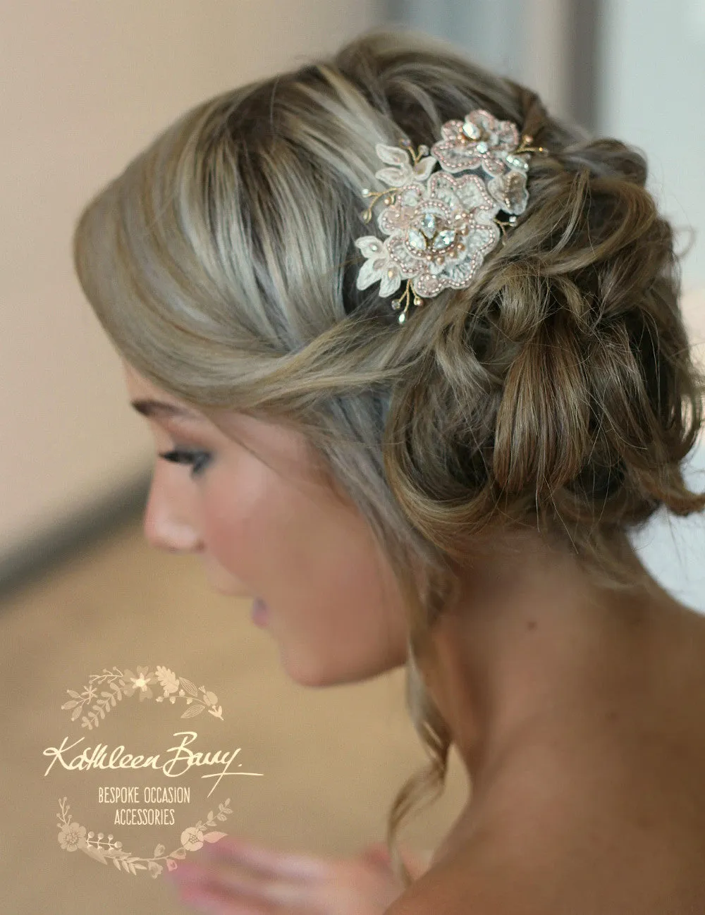 Talia rose gold lace hairpiece