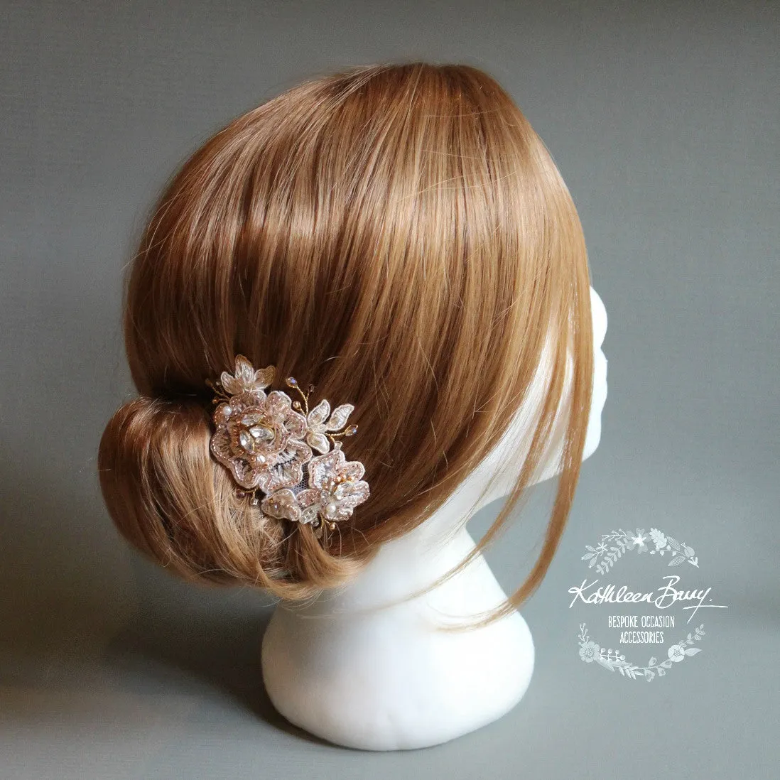 Talia rose gold lace hairpiece