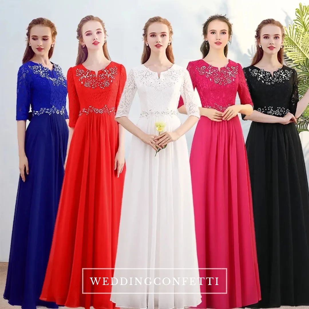 The Kistina Long Sleeves Royal Blue / White / Red / Fuchsia / Black Dress  (Available in 5 colours)