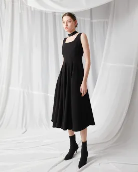 U Neck sleeveless Maxi Dress - Black