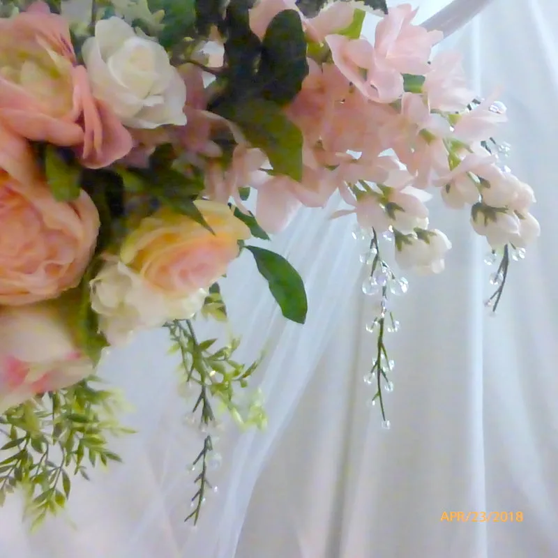 Wedding Arbor Flowers, Arch Corner Swags, Pink and white Rose arbor, Wedding decorations