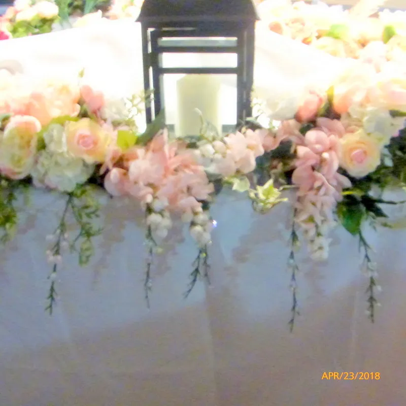 Wedding Arbor Flowers, Arch Corner Swags, Pink and white Rose arbor, Wedding decorations