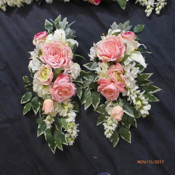 Wedding Arch and Tiebacks, Pink and white Rose Arbor Decorations