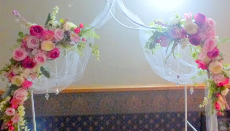 Wedding Arch Flowers, Arch Corner Swags in Pink, Fuchsia and white roses