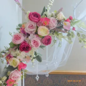 Wedding Arch Flowers, Arch Corner Swags in Pink, Fuchsia and white roses