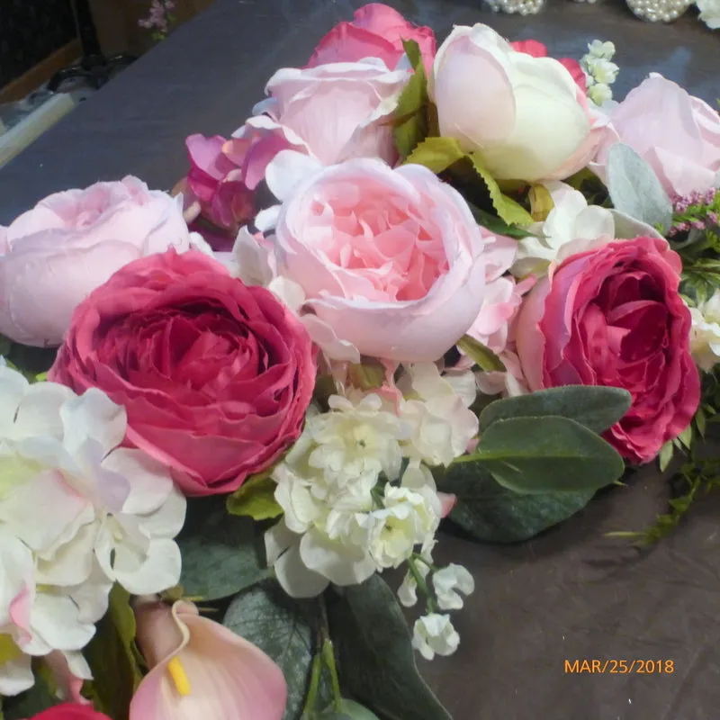 Wedding Arch Flowers, Arch Corner Swags in Pink, Fuchsia and white roses