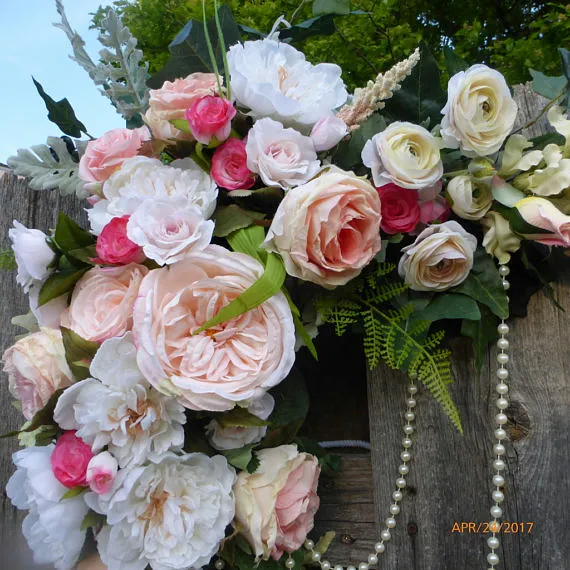 Wedding Arch Flowers, Blush Pink, Fuchsia and White Rose swag