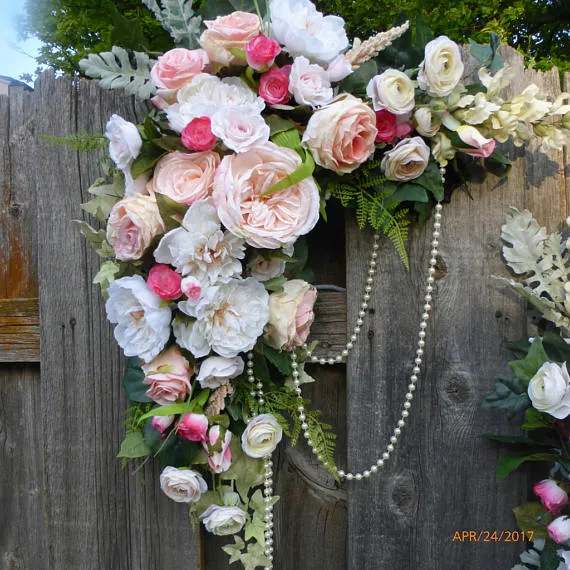 Wedding Arch Flowers, Blush Pink, Fuchsia and White Rose swag