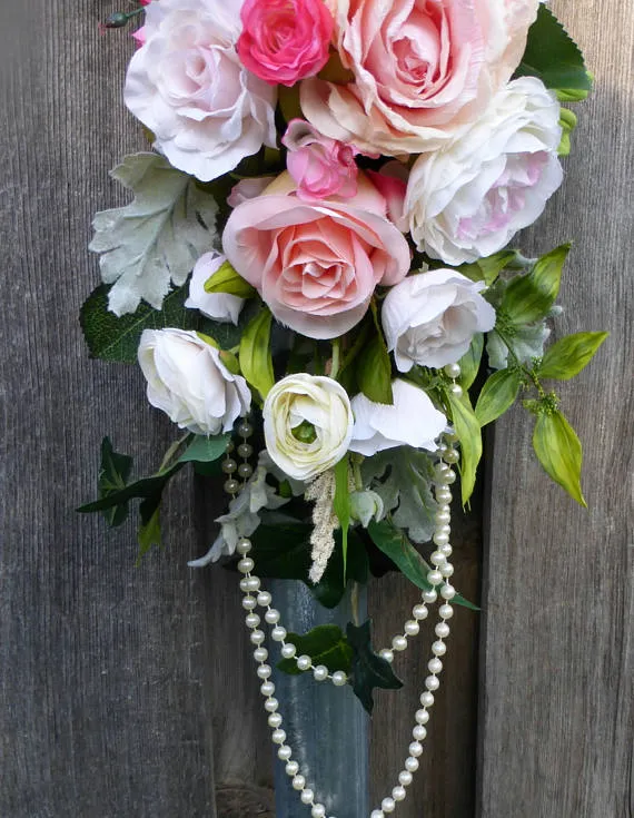 Wedding Arch Flowers, Blush Pink, Fuchsia and White Rose swag