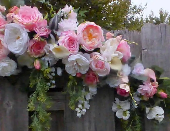 Wedding Arch Flowers, Pink and white Rose Wedding Flowers, Wedding backdrop