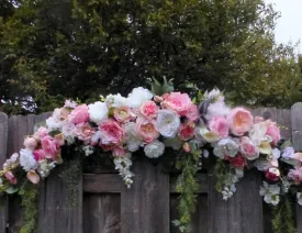 Wedding Arch Flowers, Pink and white Rose Wedding Flowers, Wedding backdrop