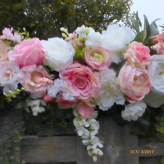 Wedding Arch Flowers, Pink and white Rose Wedding Flowers, Wedding backdrop