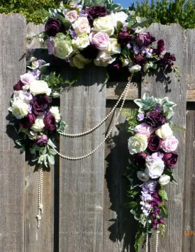 Wedding Arch Flowers, Plum, Pink, Lavender and Ivory Rose Arbor swag