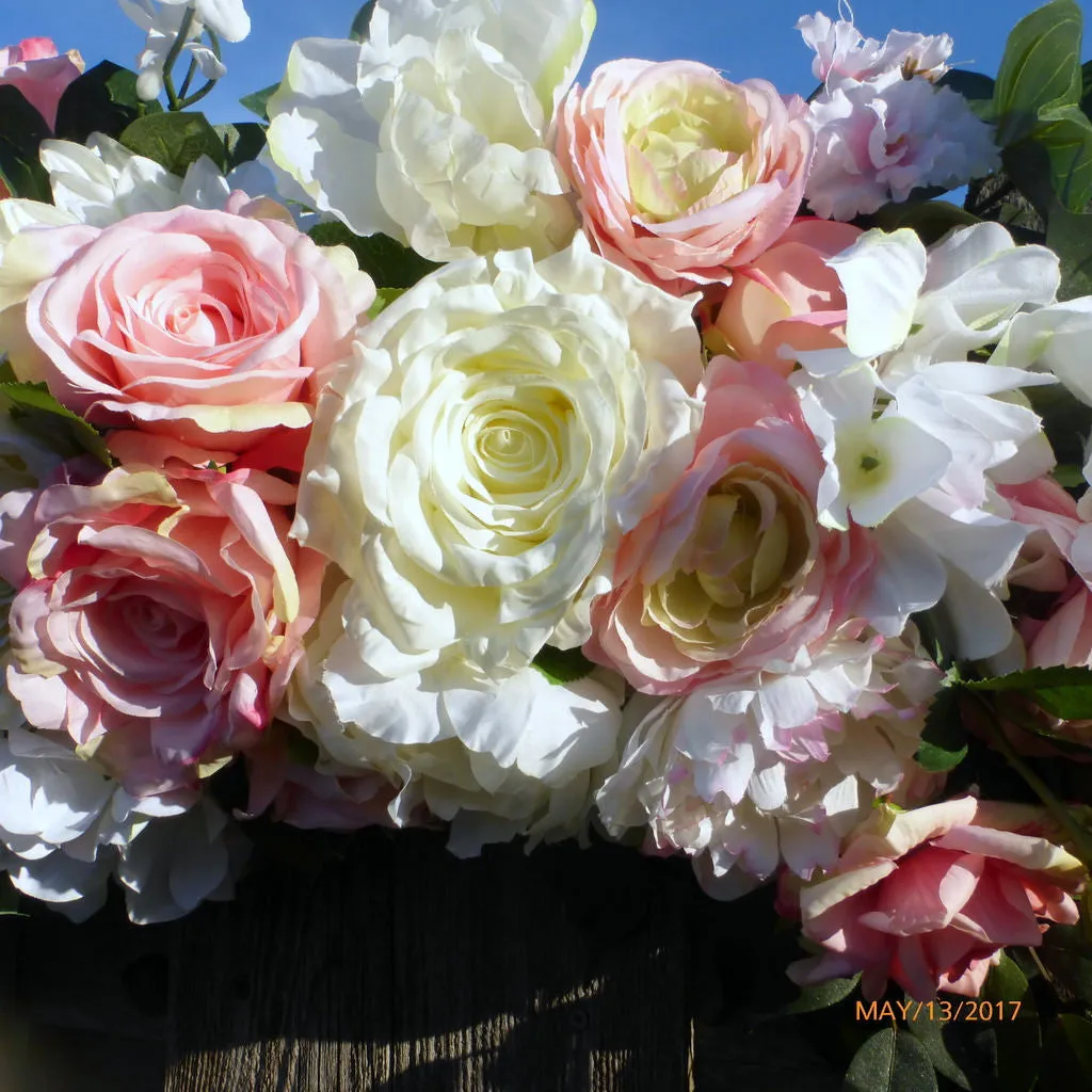 Wedding Arch with Pink and white Roses, Wedding Arbor Decorations, floral backdrop