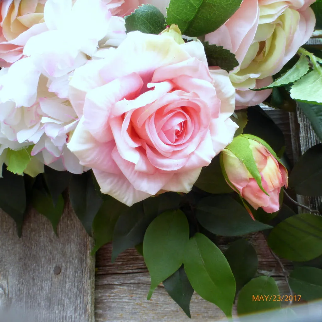 Wedding Arch with Pink and white Roses, Wedding Arbor Decorations, floral backdrop